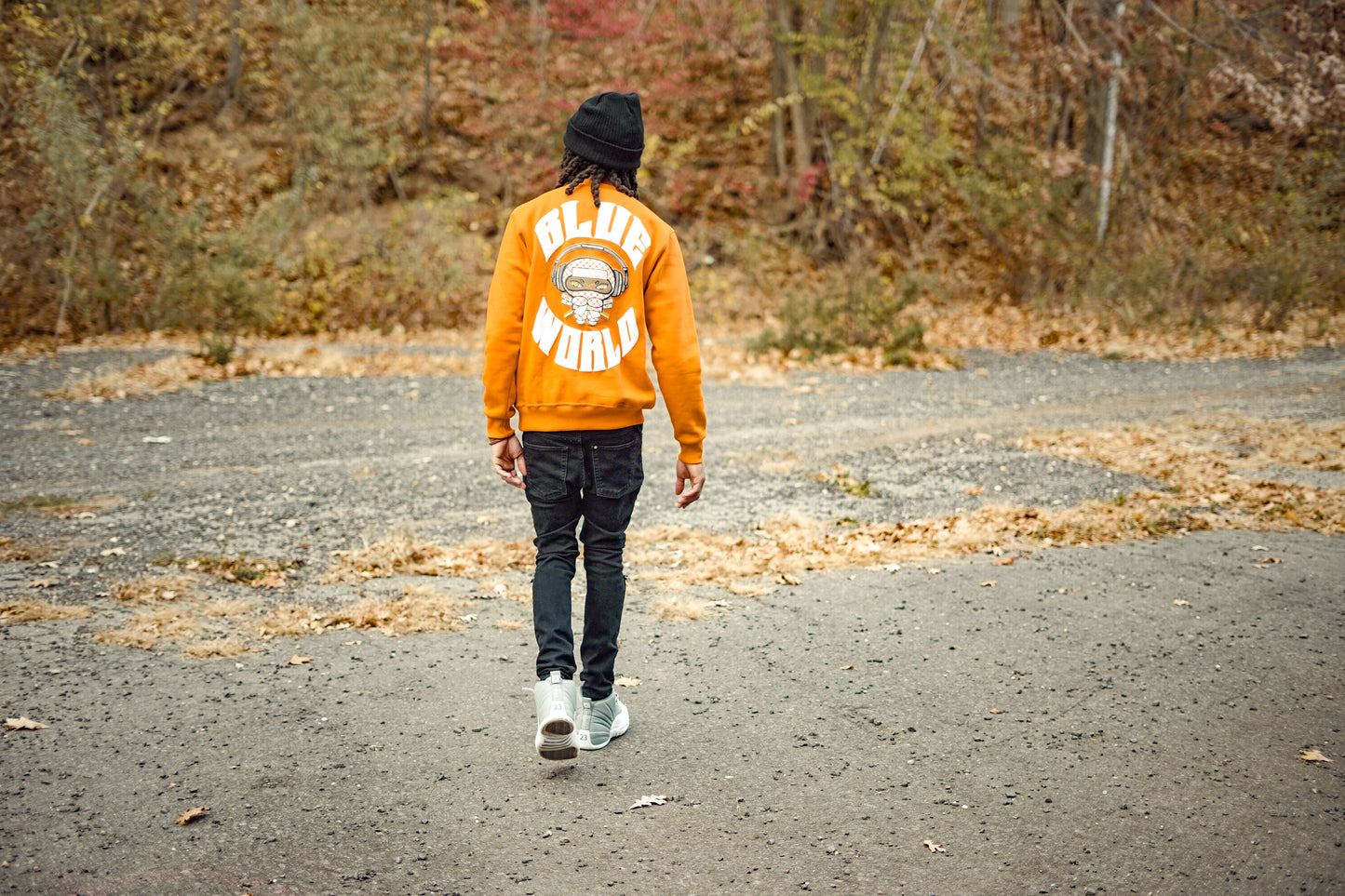 Blue World Orange Crew neck