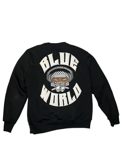 Blue World Black Crewneck